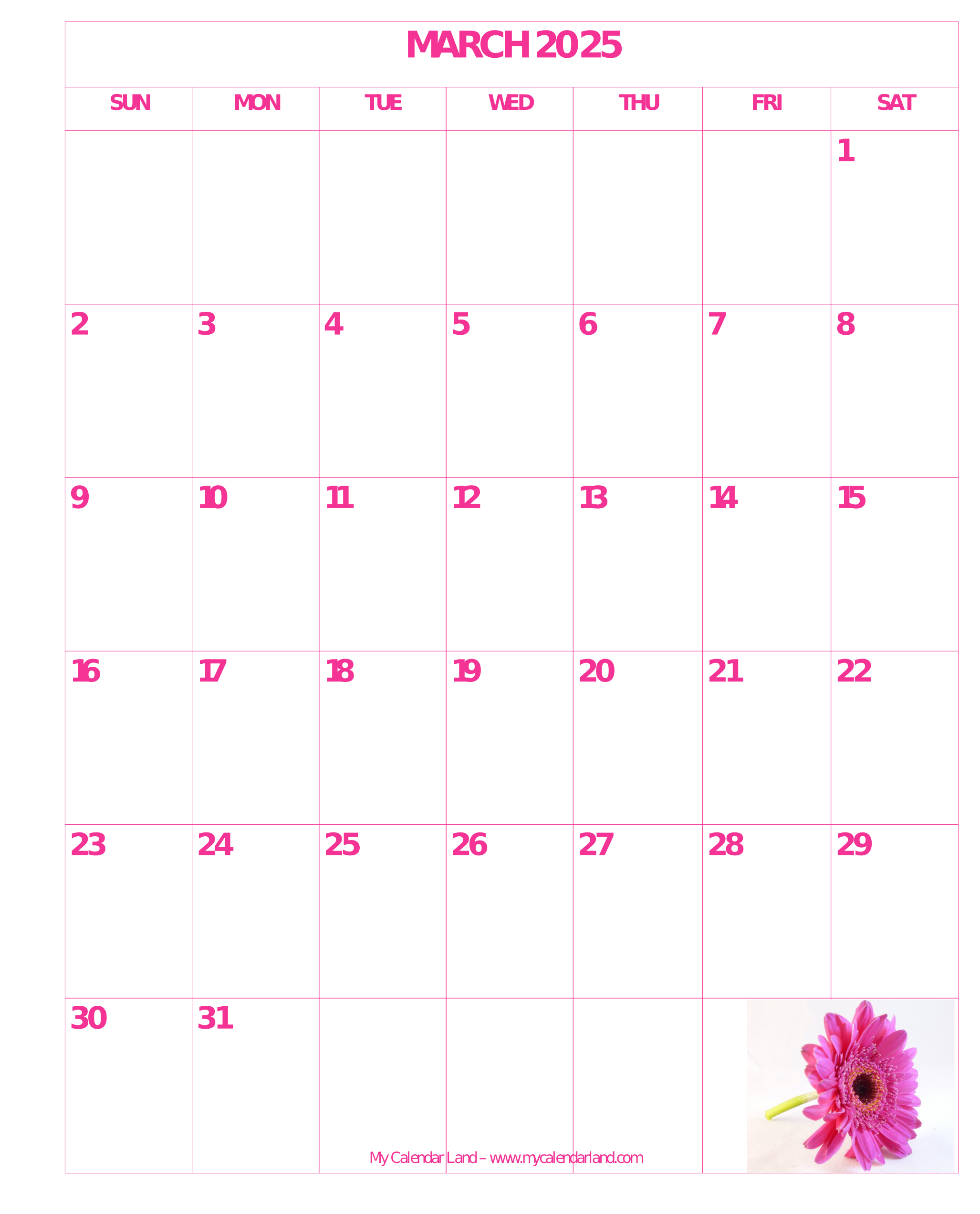 March 2025 Calendar My Calendar Land