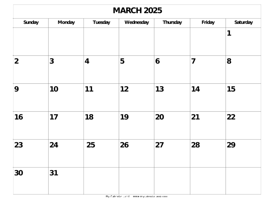 March 2025 Calendar My Calendar Land