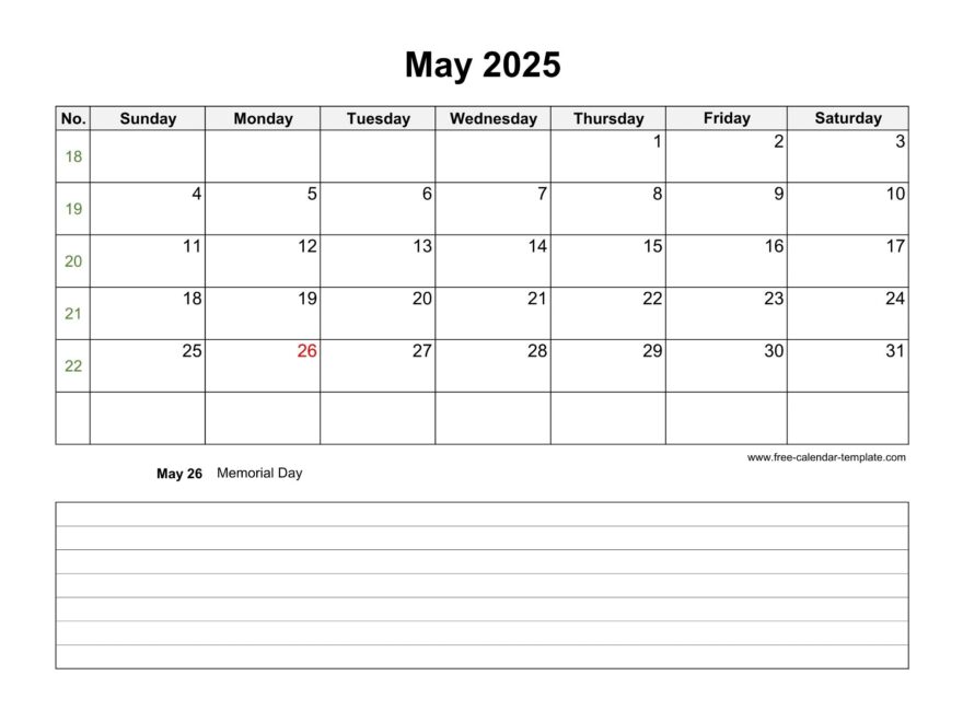 May 2025 Free Calendar Tempplate Free calendar template