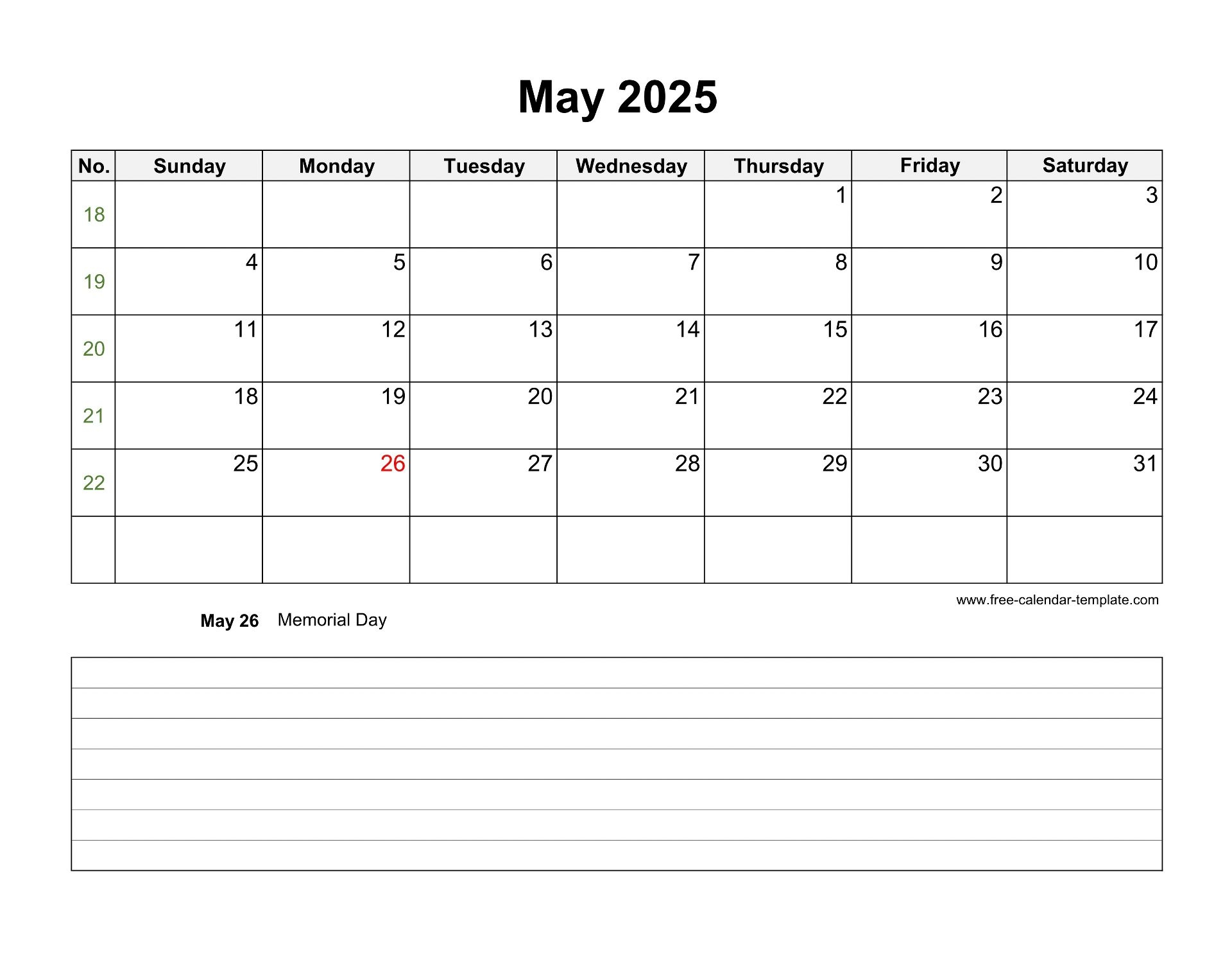 May 2025 Free Calendar Tempplate Free calendar template
