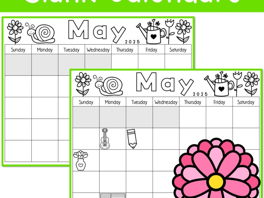 May Calendar 2025 Printable Calendar Tracing Worksheets Kids Calendar Traceable Kindergarten Activities Blank Calendar Template May 2025 Etsy