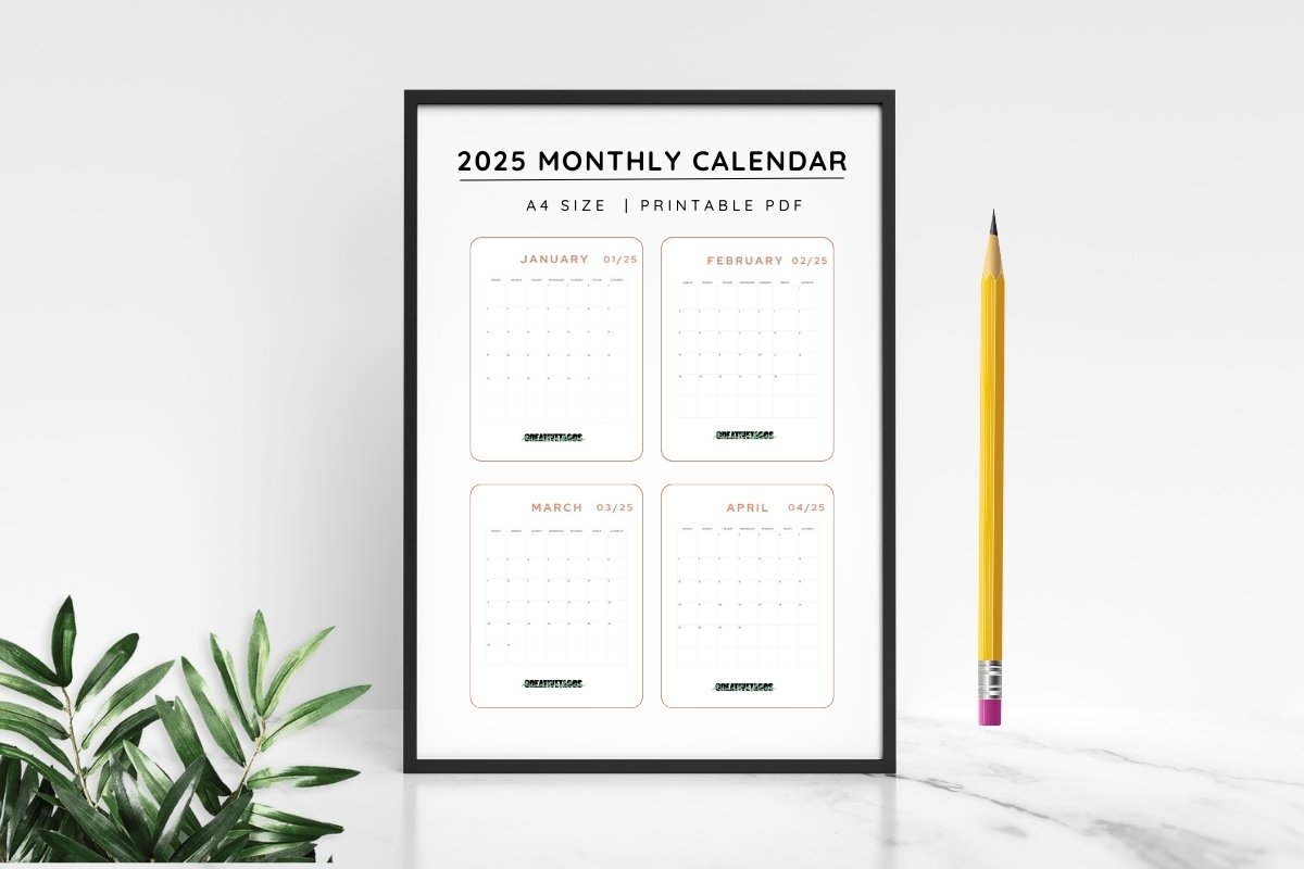 Minimalist Printable 2025 Monthly Calendar Template