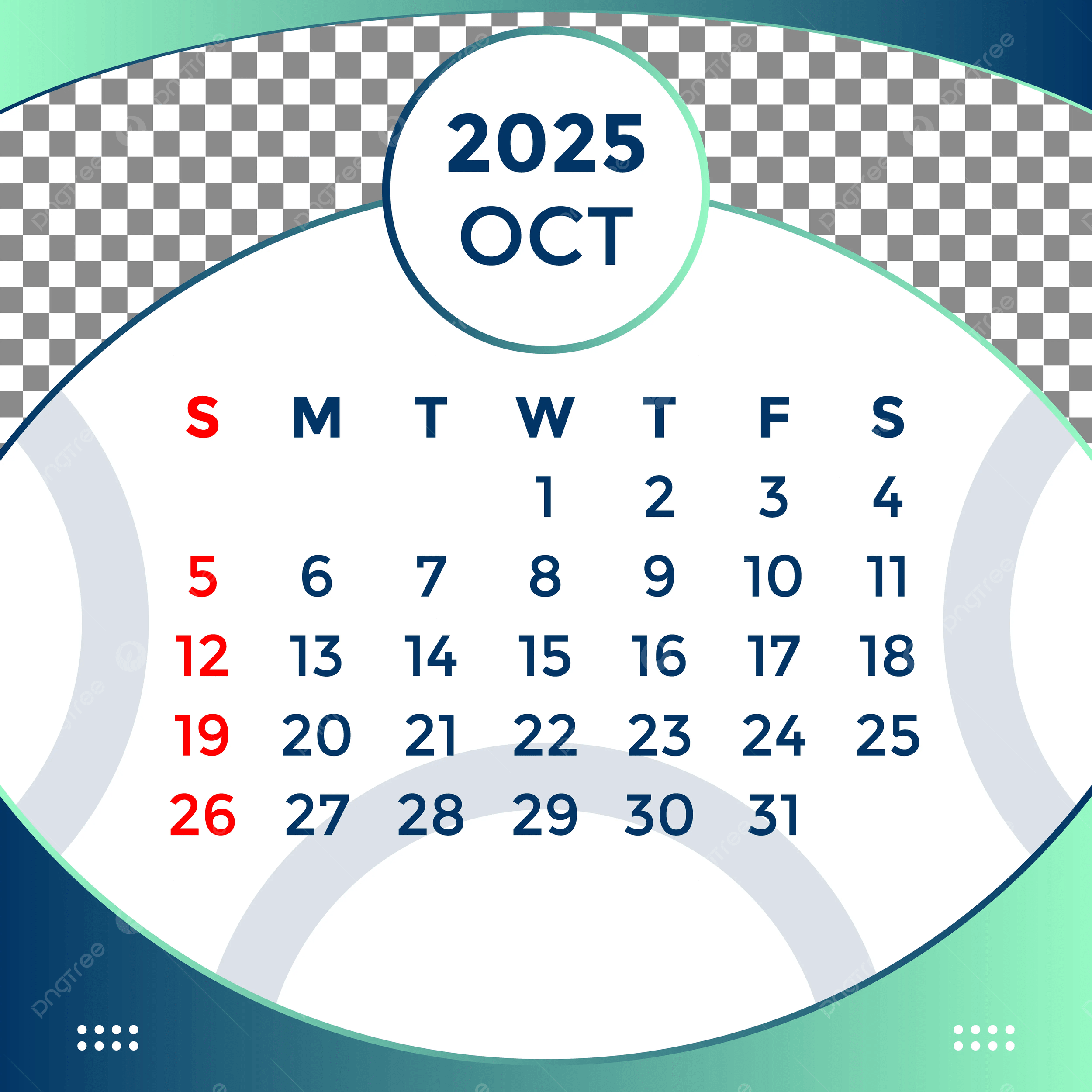 Monthly Blank Calendar October 2025