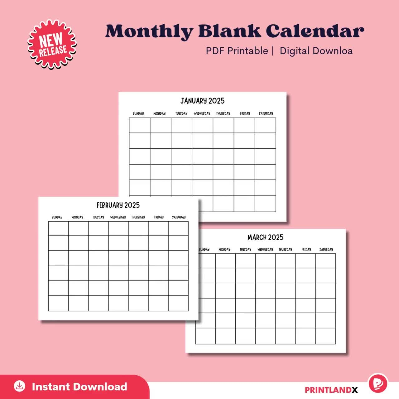 2025 Blank V Calendar Template