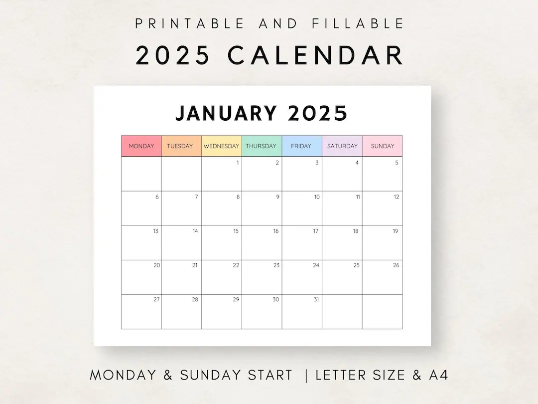2025 Yearly Calendar With Blank Notes