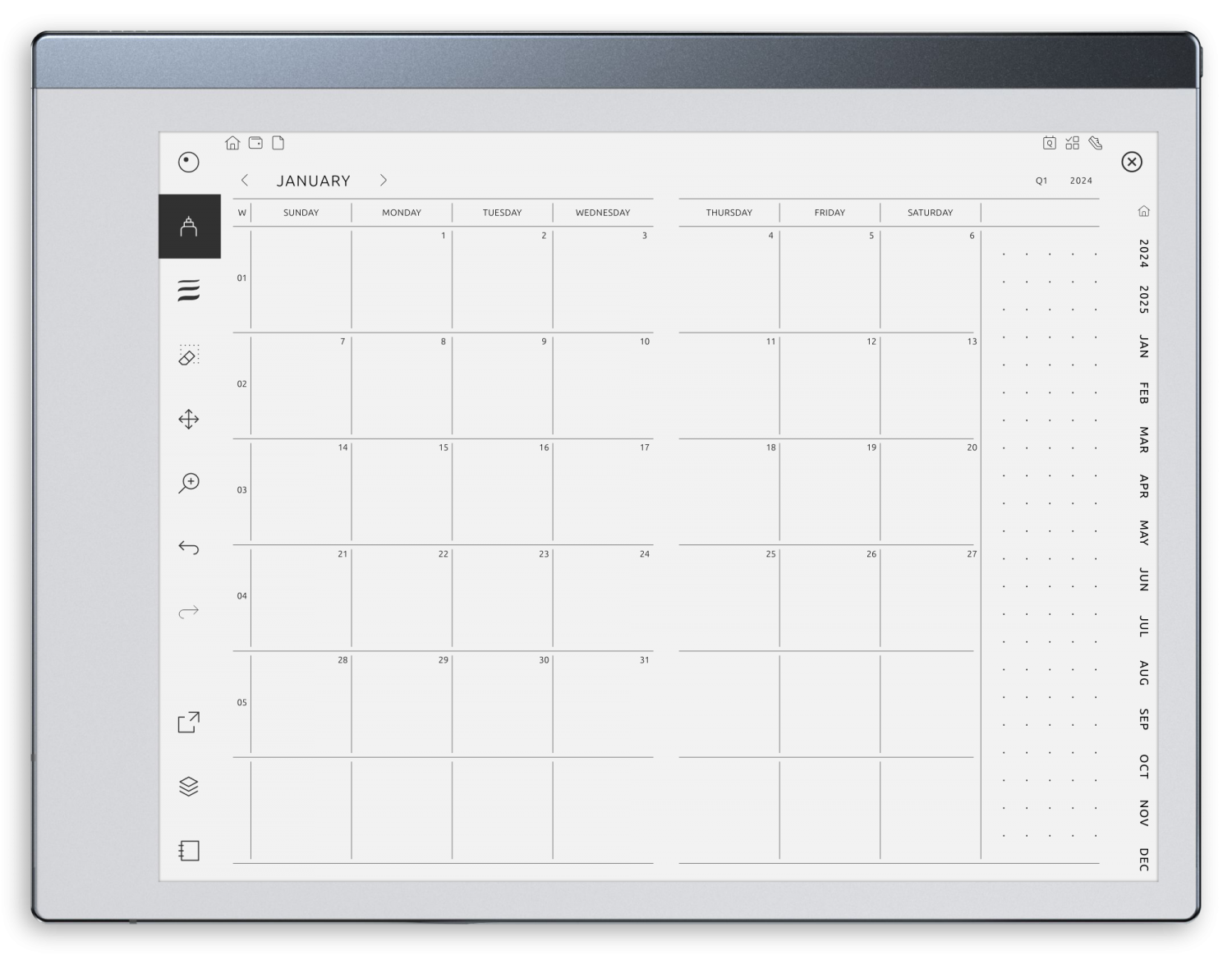 Monthly Calendar 2025 2030 For ReMarkable