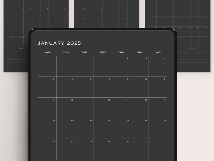 Monthly Calendar Digital Template 2025 AnjaHome