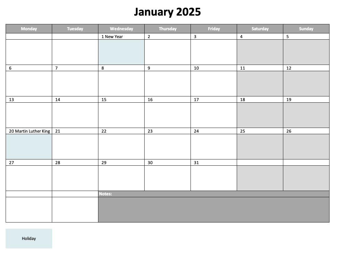 Monthly Calendar For 2025 Free Excel Template PDF 