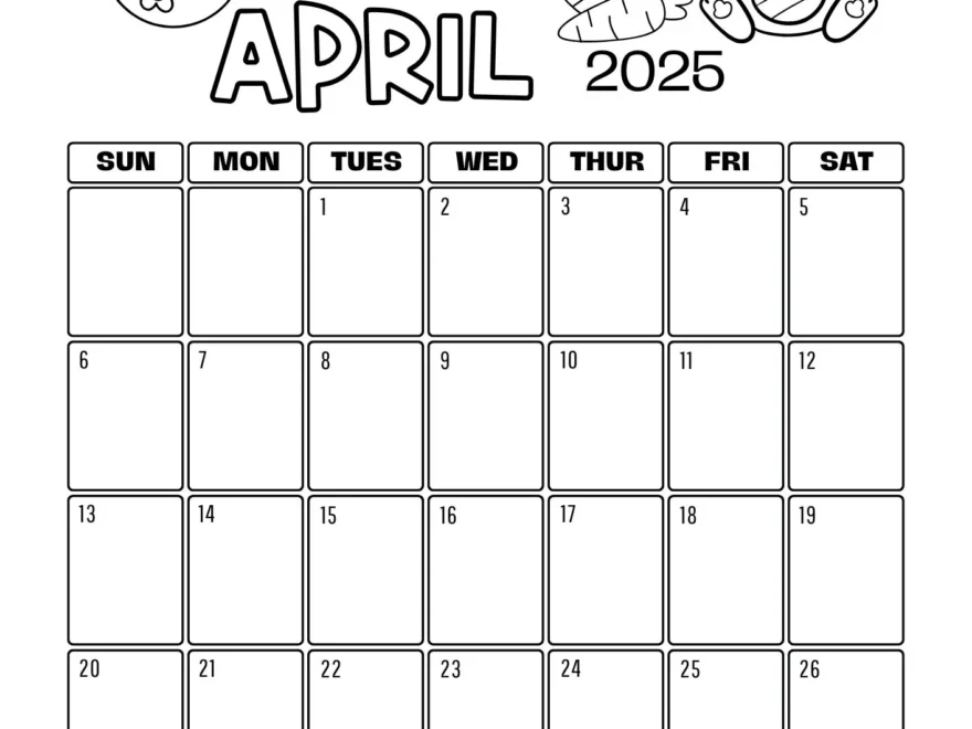 Monthly Colouring Calendar 2025 Printable The Mummy Bubble