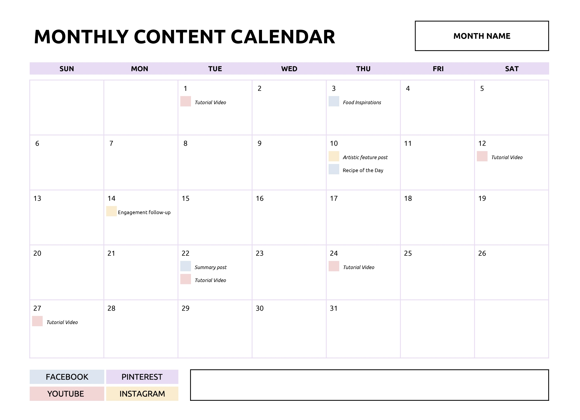 Monthly Content Calendar Free Google Sheets Excel Template Gdoc io