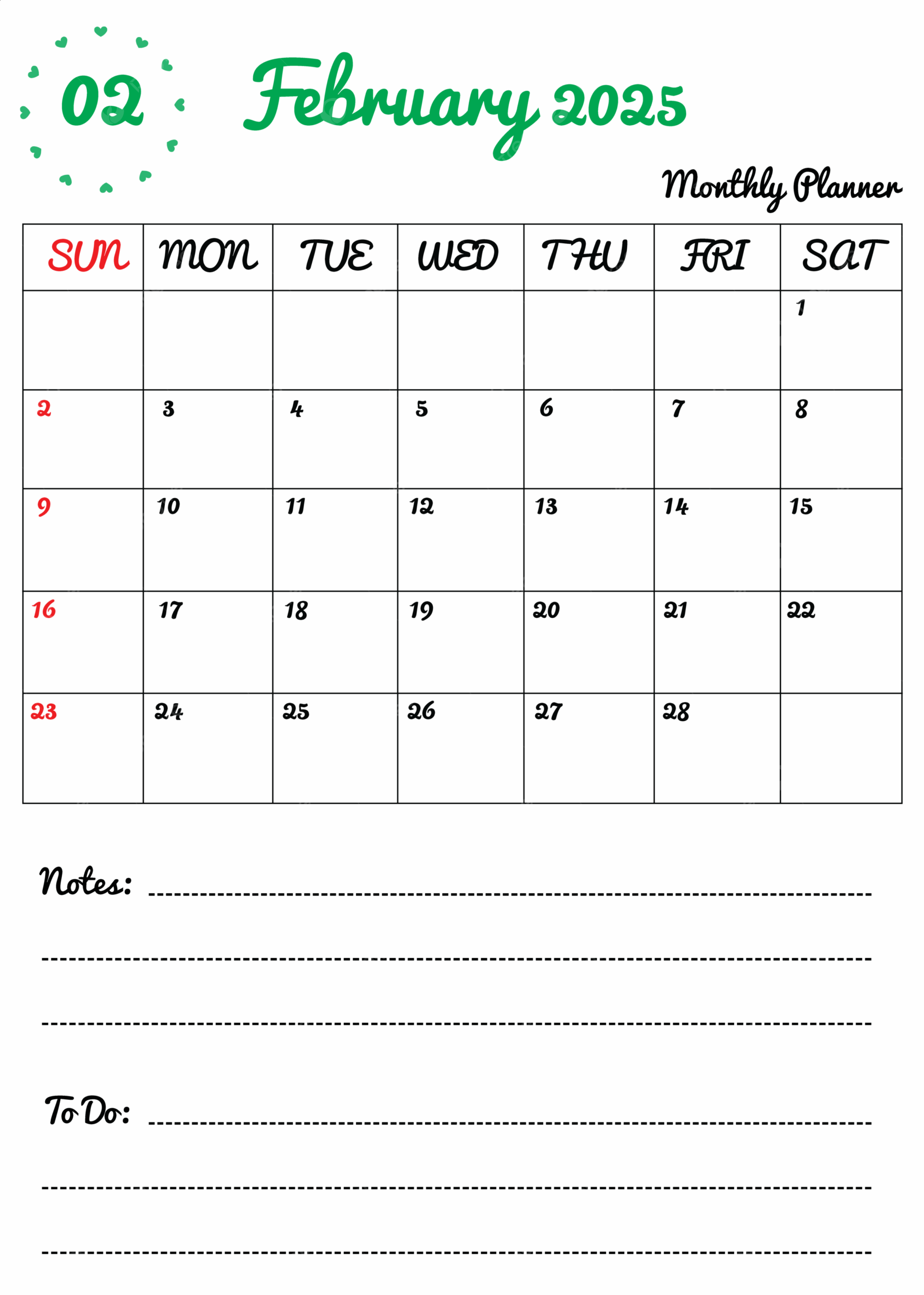 Calendar Blank 2025 Monthly