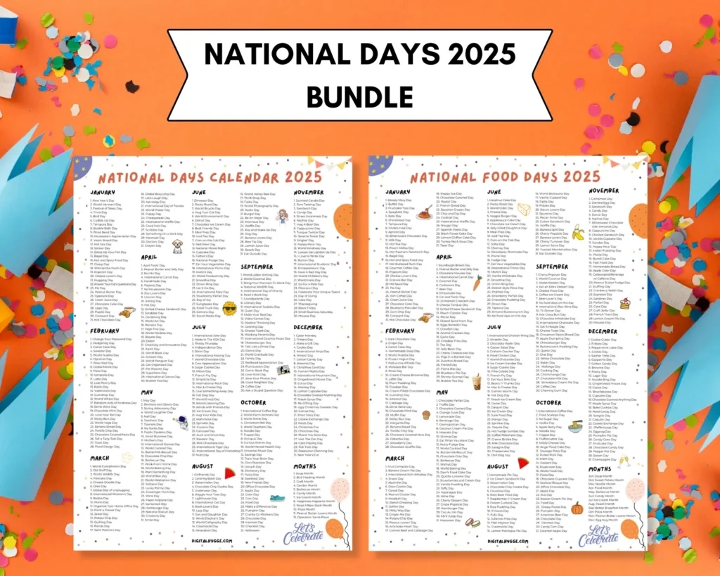 National Food Days Calendar 2025 By Digital Hygge