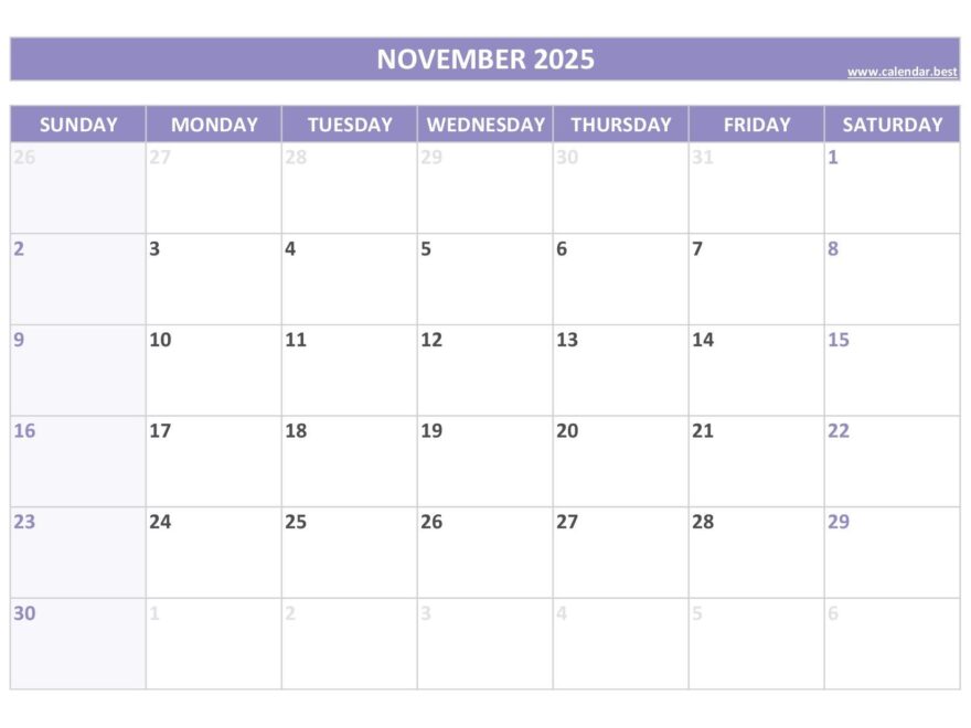 November 2025 Calendar Calendar best
