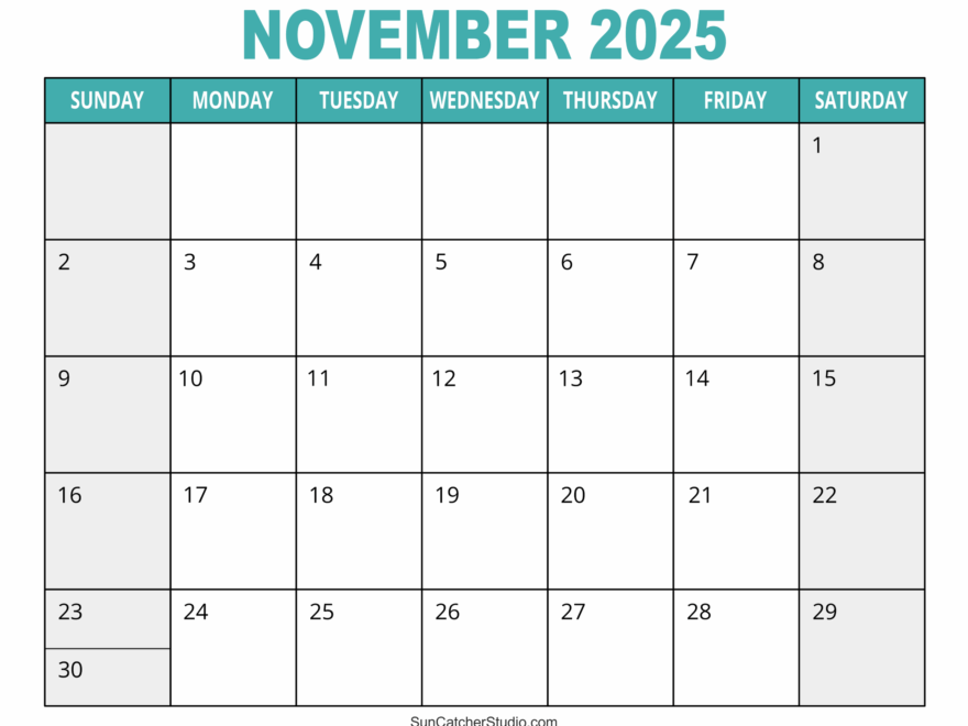 November 2025 Calendar Free Printable Free Printables Monograms Design Tools Patterns DIY Projects