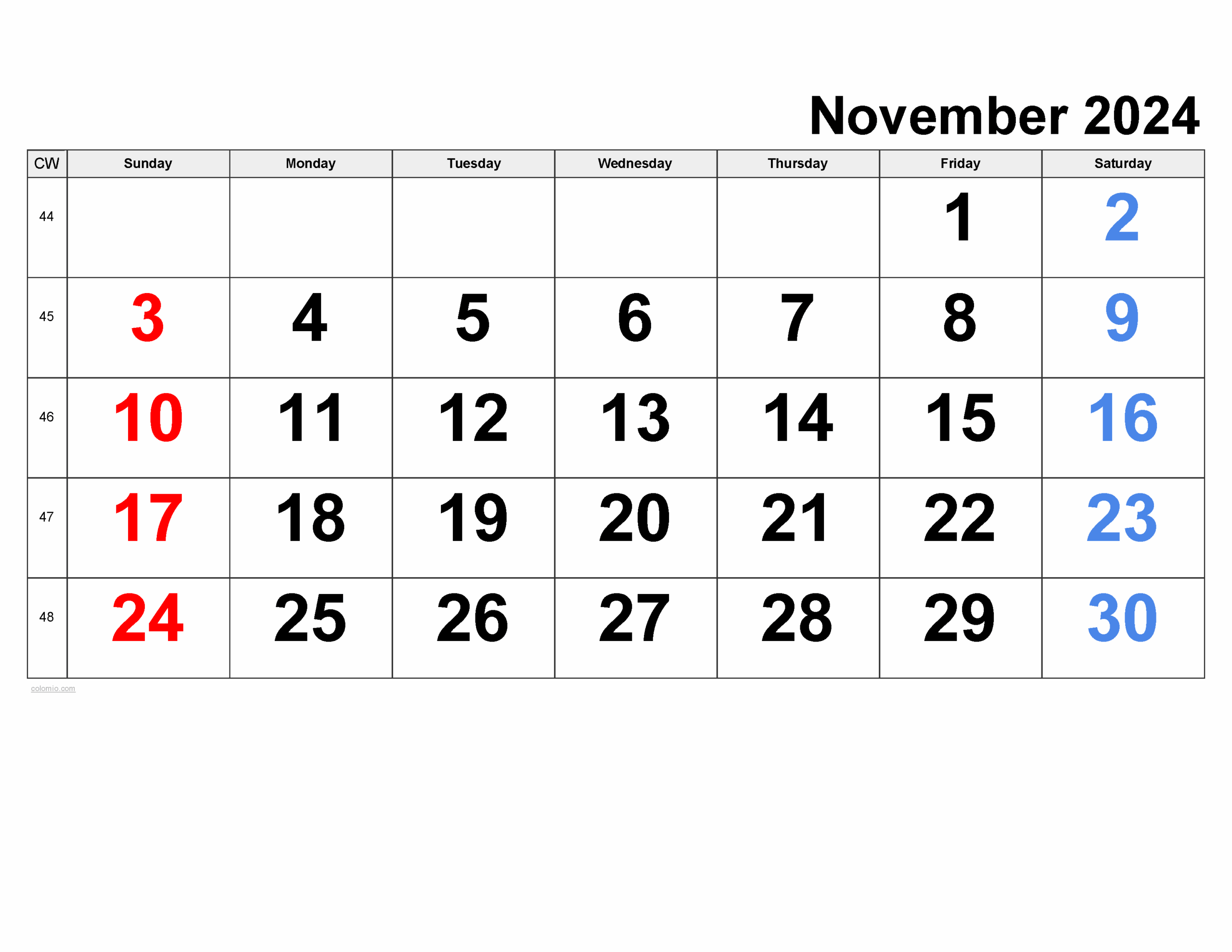 November 2025 Calendar Free Printable PDF XLS And PNG
