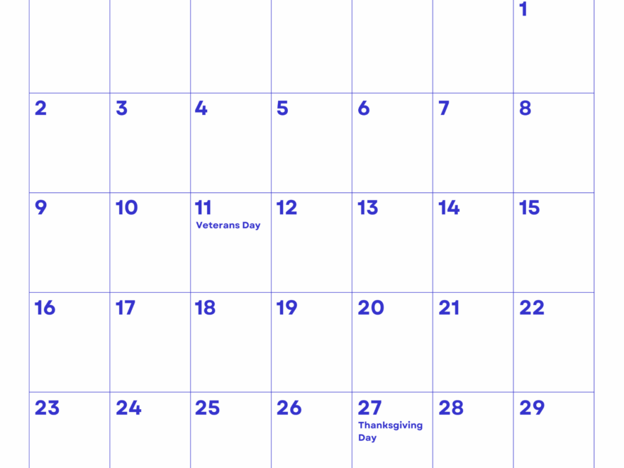 November 2025 Calendar My Calendar Land