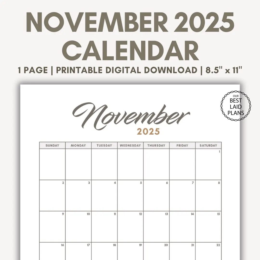 November 2025 Calendar Printable PDF November 2025 Page November 2025 Boho November Calendar 2025 Cute Calendar Nov Cal Digital Download Etsy Ireland