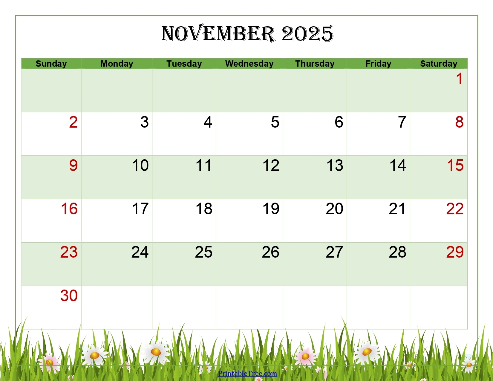 November 2025 Calendar Printable PDF Template With Holidays November 2025 Calendar Printable PDF Template With Holidays