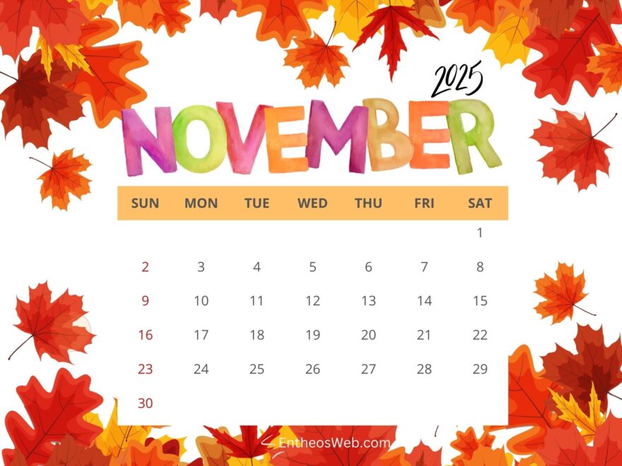 November 2025 Calendar Printables EntheosWeb