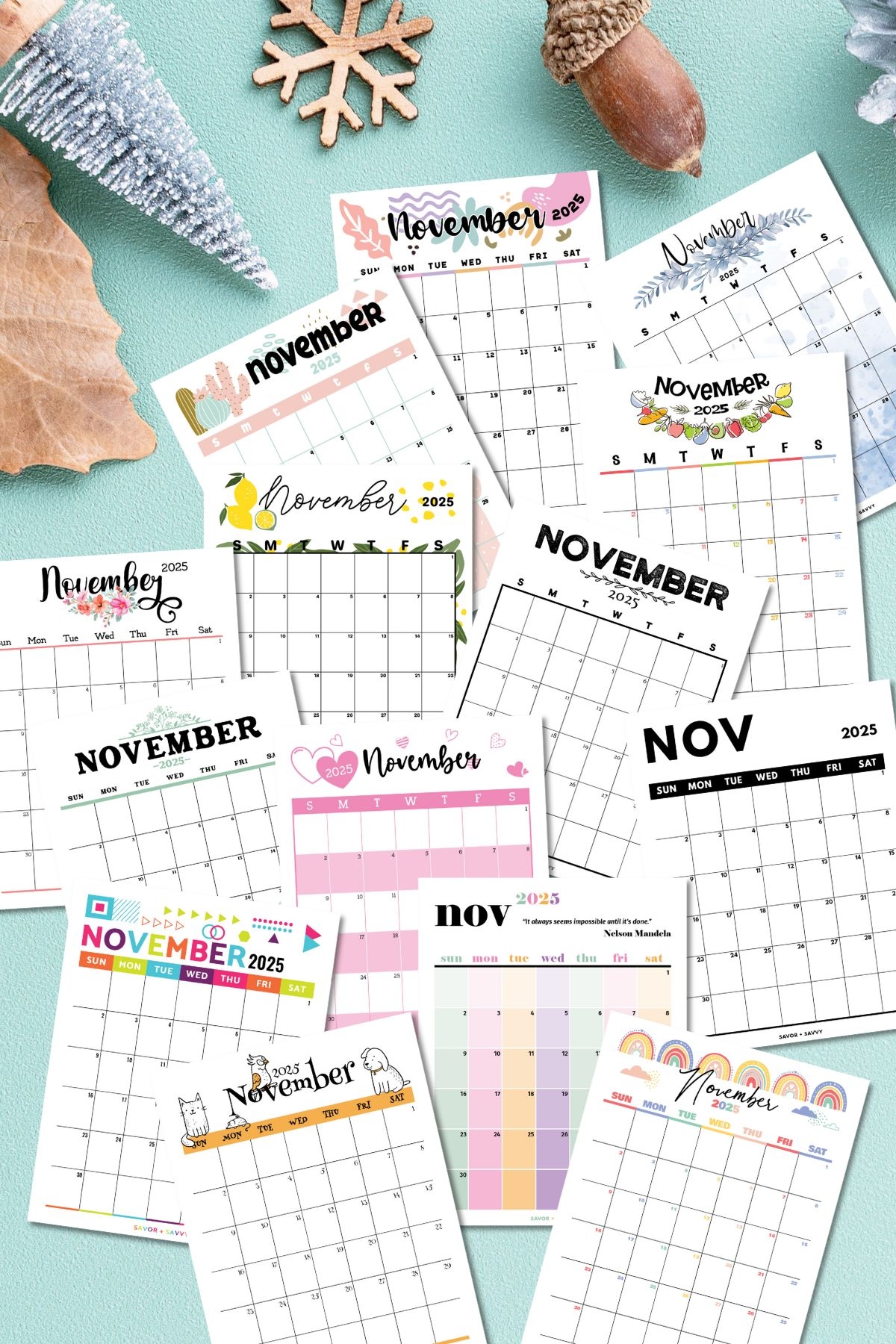 Blank November 2025 Calendar Cute