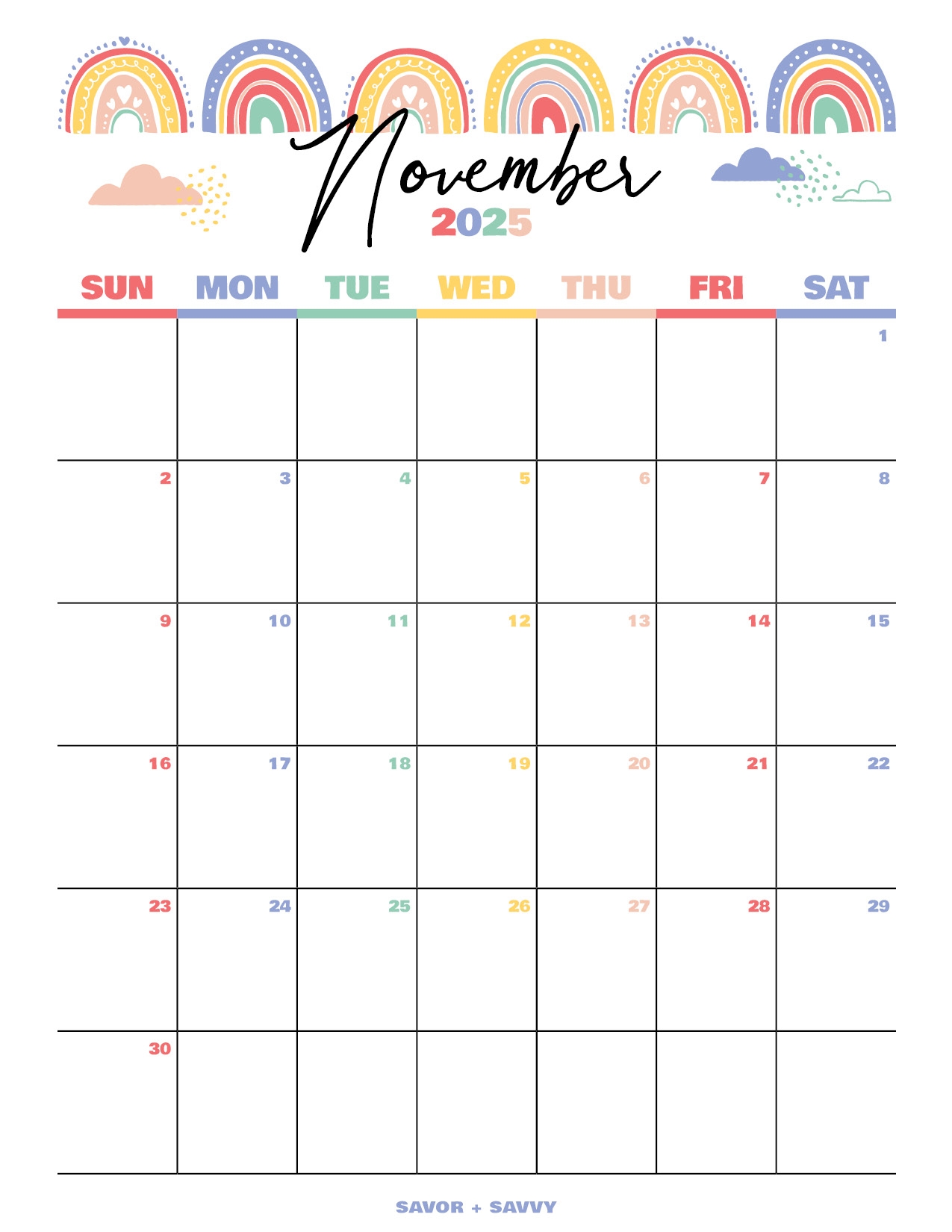 November 2025 Blank Calendar Download