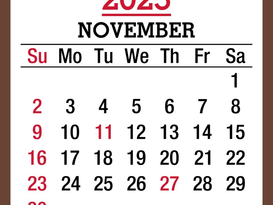November 2025 Monthly Calendar With Holidays Printable Free Brown Sunday Start PashaCoffee