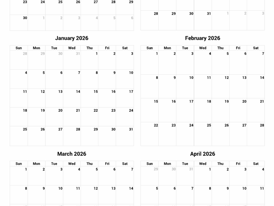 November 2025 To April 2026 Printable Calendar Custom Calendar Maker