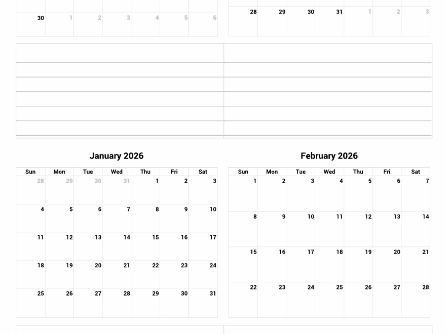 November 2025 To February 2026 Printable Calendar Custom Calendar Maker