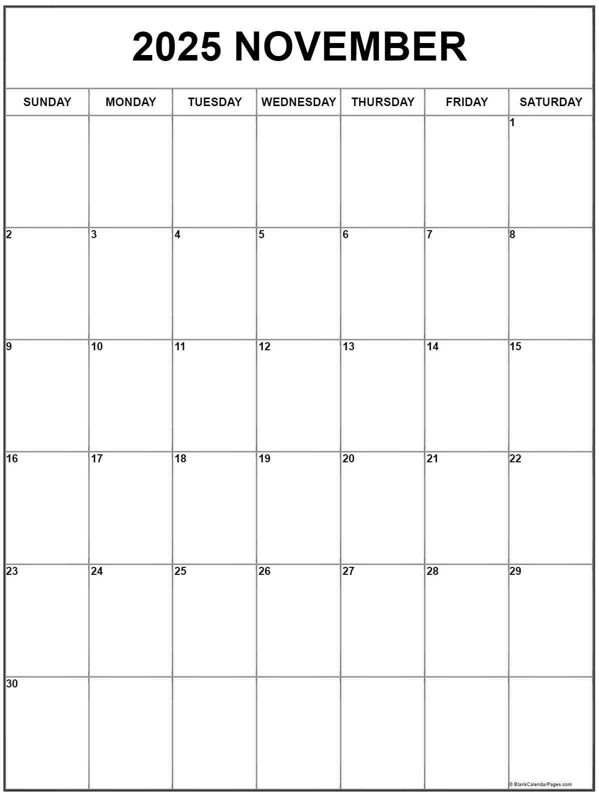 2025 Calendar November