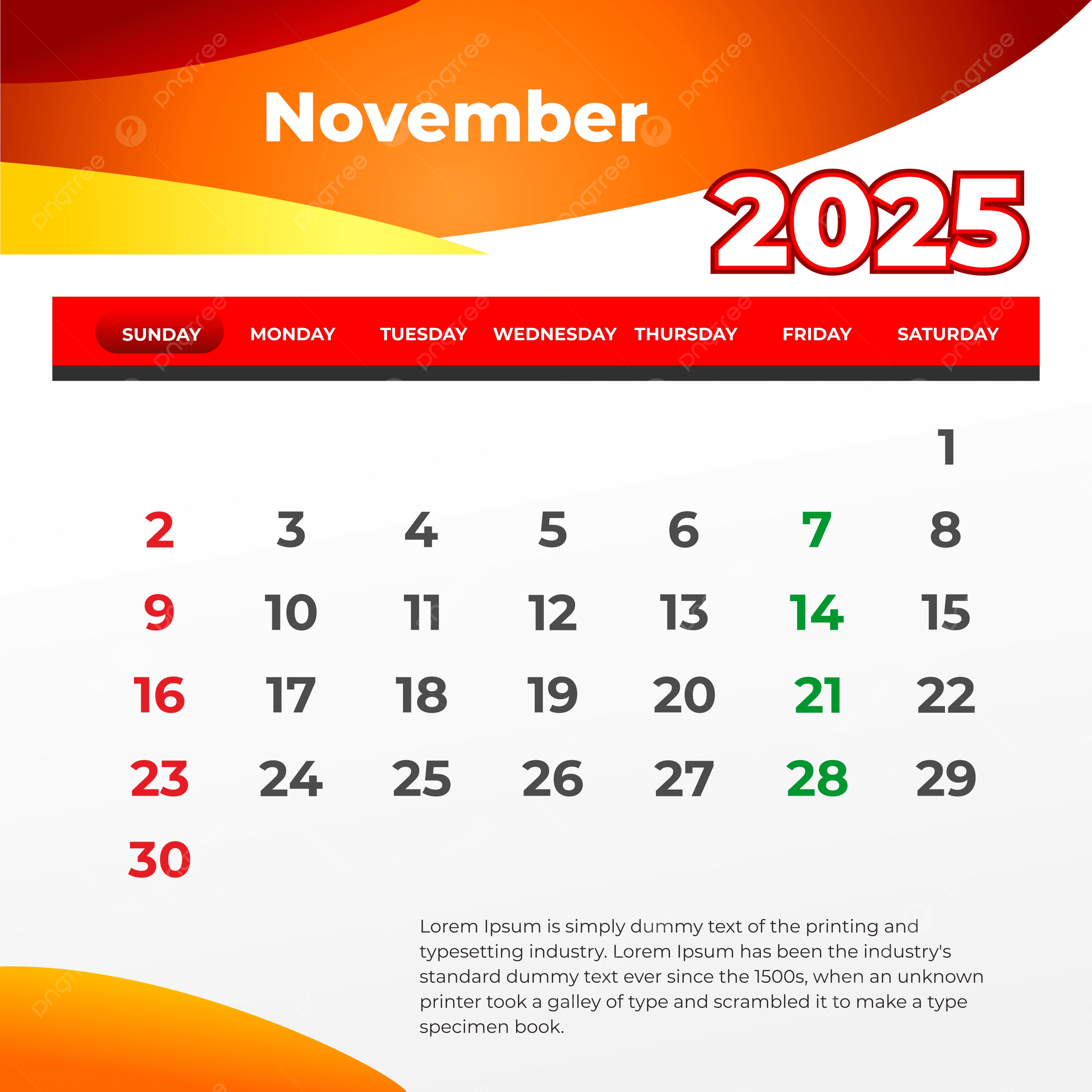 November 2025 Wall Calendar Print And Post On Social Media Vector Template Download On Pngtree