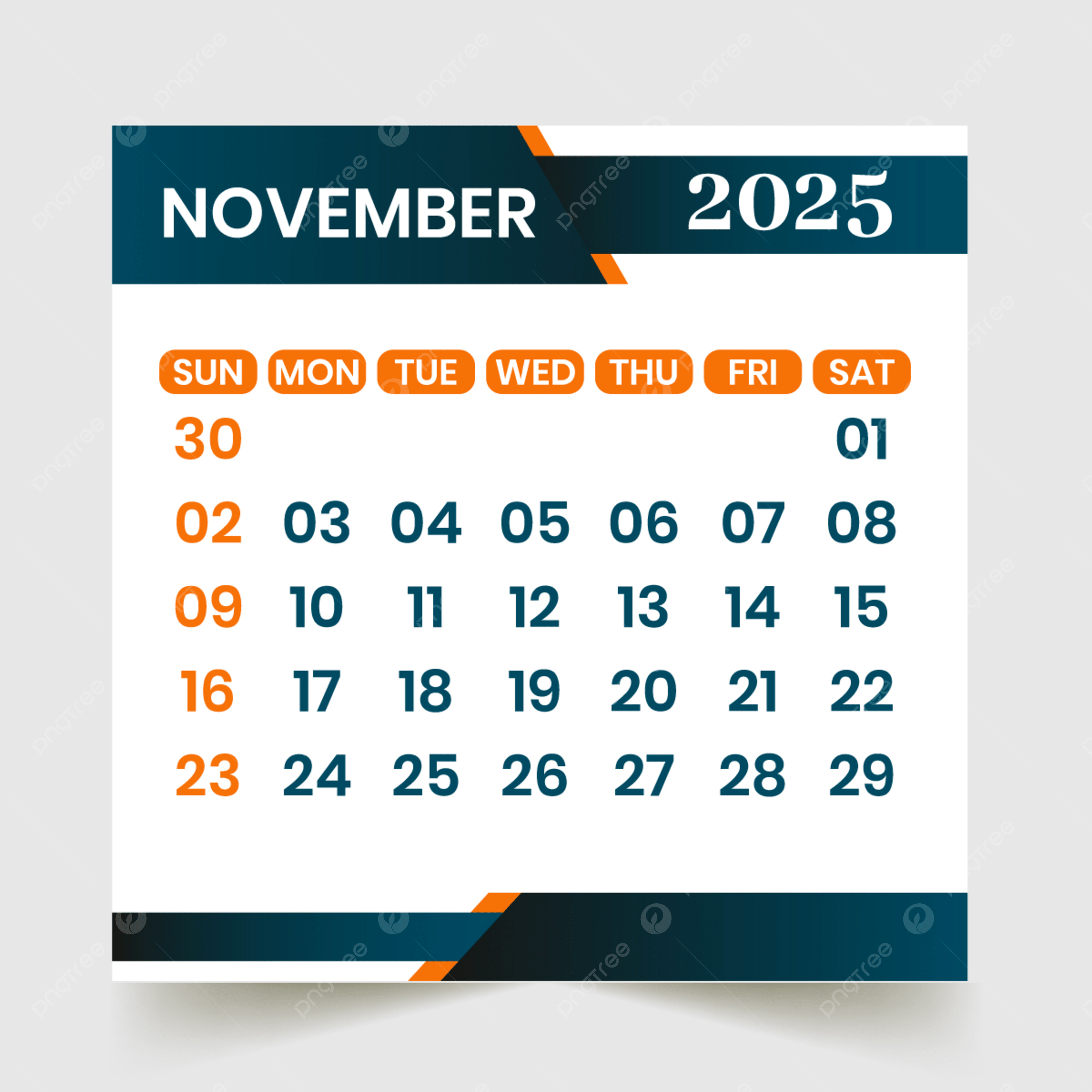 Blank November 2025 Calendar Large Print