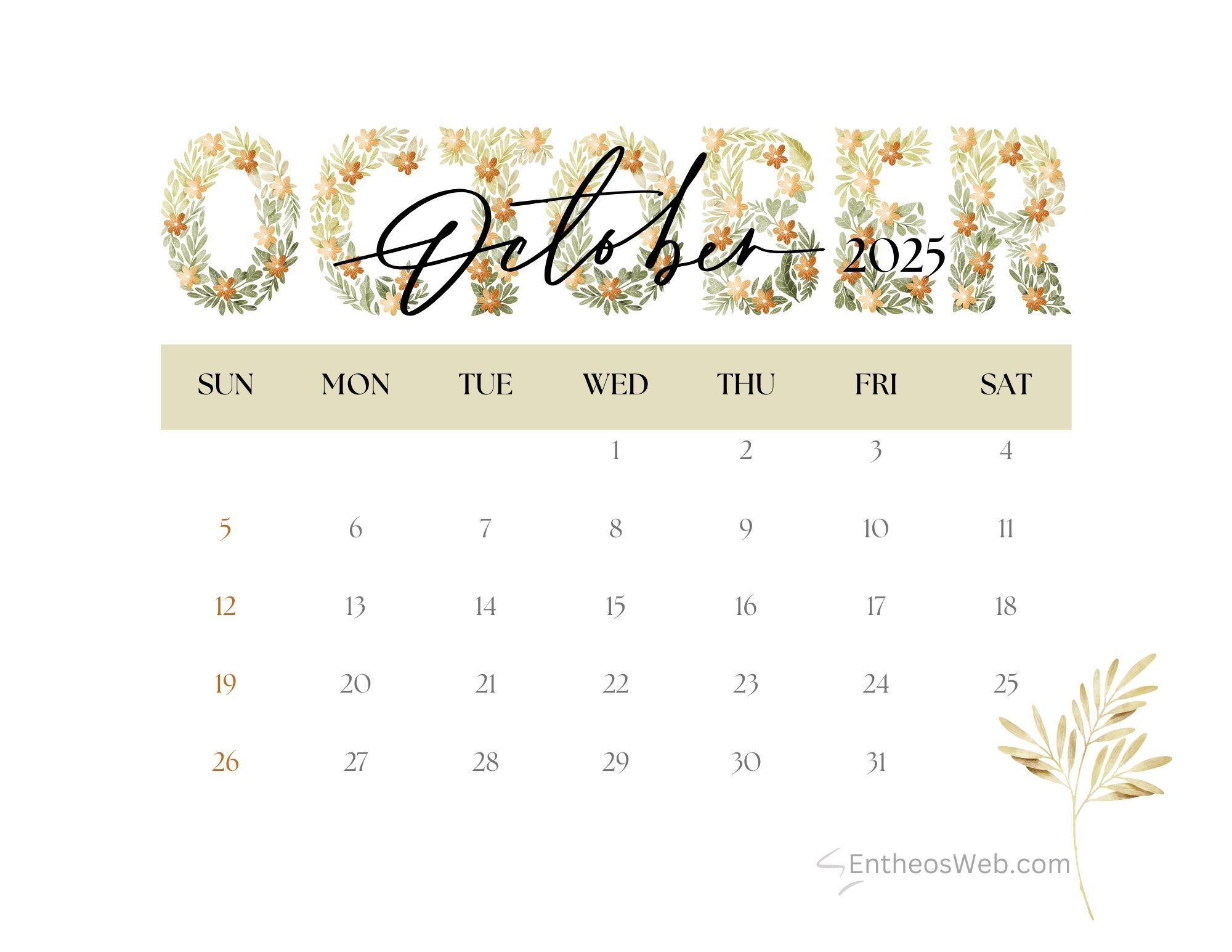 Blank 2025 October Calendar Printable Blank 2025 October Calendar Printable