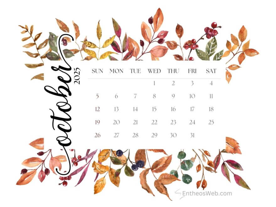 October 2025 Calendar Printables EntheosWeb