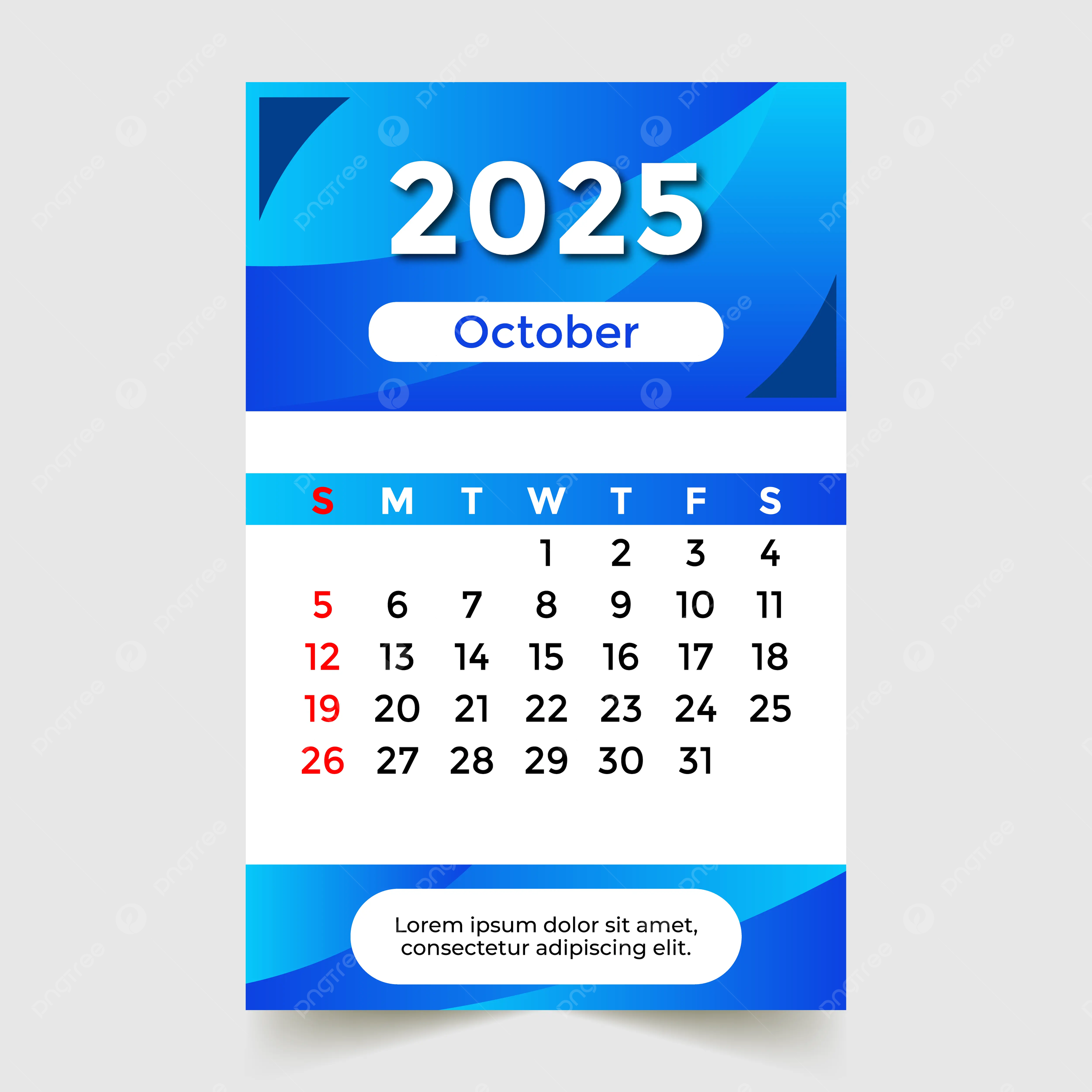 October 2025 Calendar Skyblue Vector Template Download On Pngtree