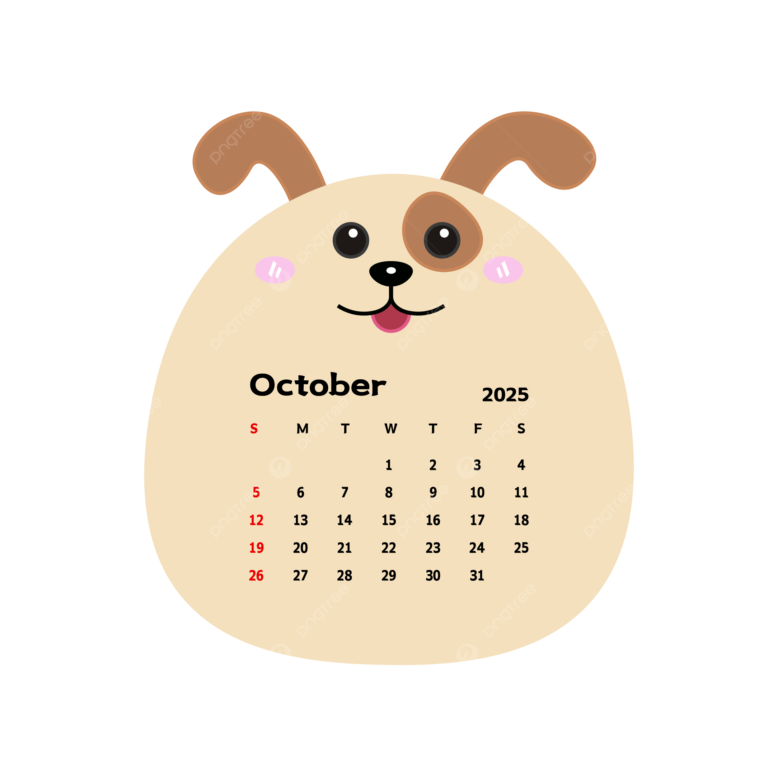 Blank October Calendars With Cartoons 2025