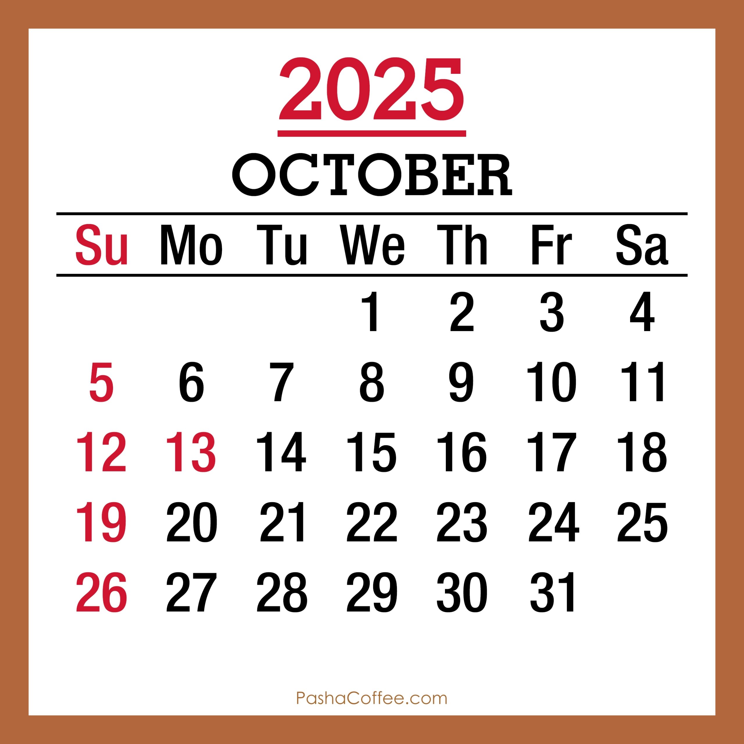 October 2025 Monthly Calendar With Holidays Printable Free Beige Sunday Start PashaCoffee October 2025 Monthly Calendar With Holidays Printable Free Beige Sunday Start PashaCoffee