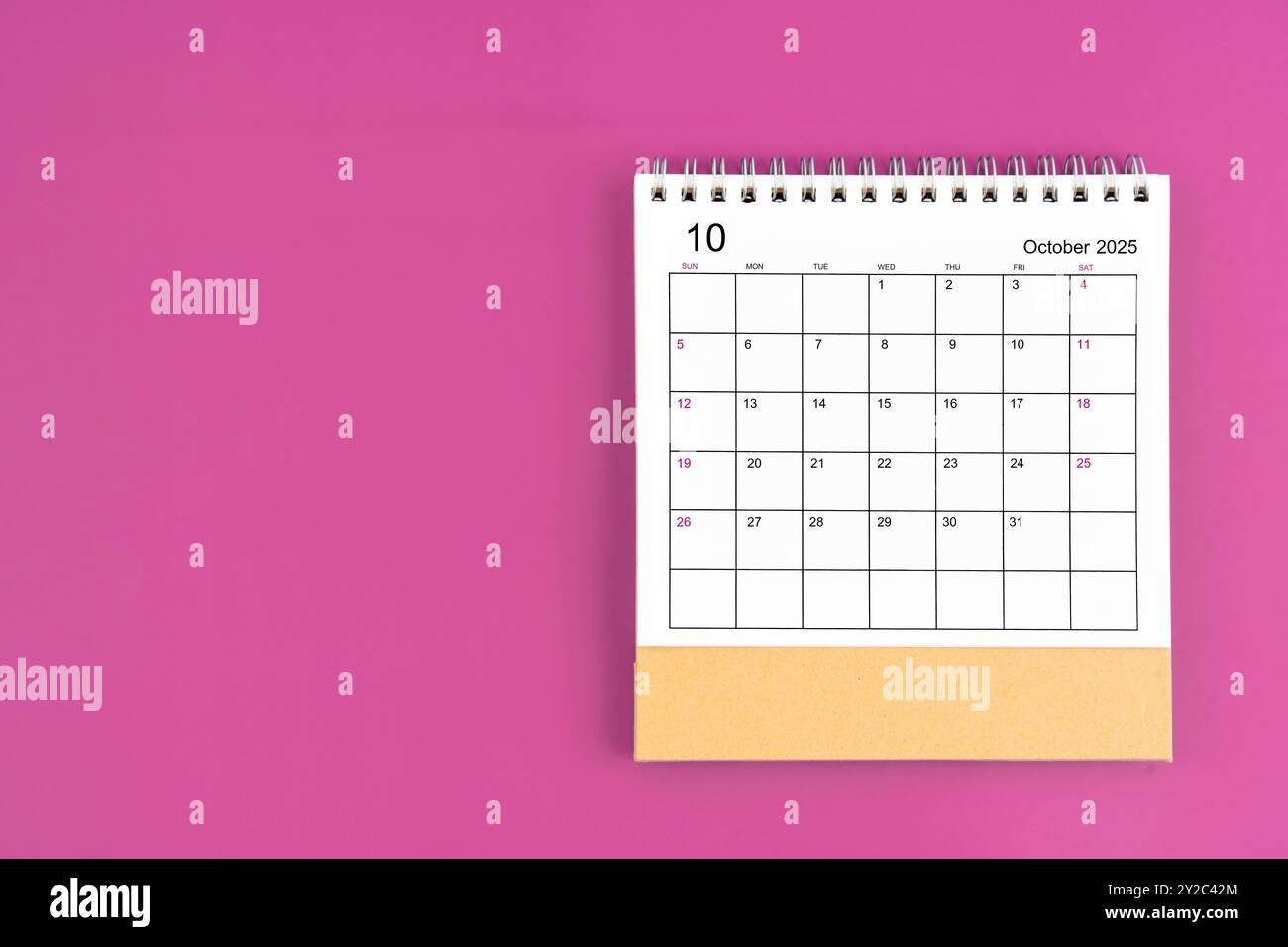 October 2025 Monthly Desk Calendar For 2025 Year On Purple Color Background Stock Photo Alamy