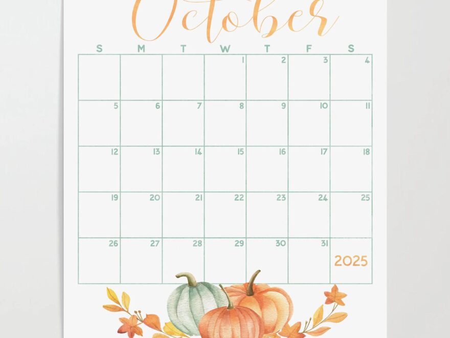 October 2025 Pumpkin Calendar Printable Farmhouse Decor digital Download Etsy
