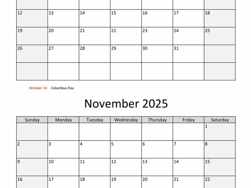 October And November 2025 Calendar WikiDates