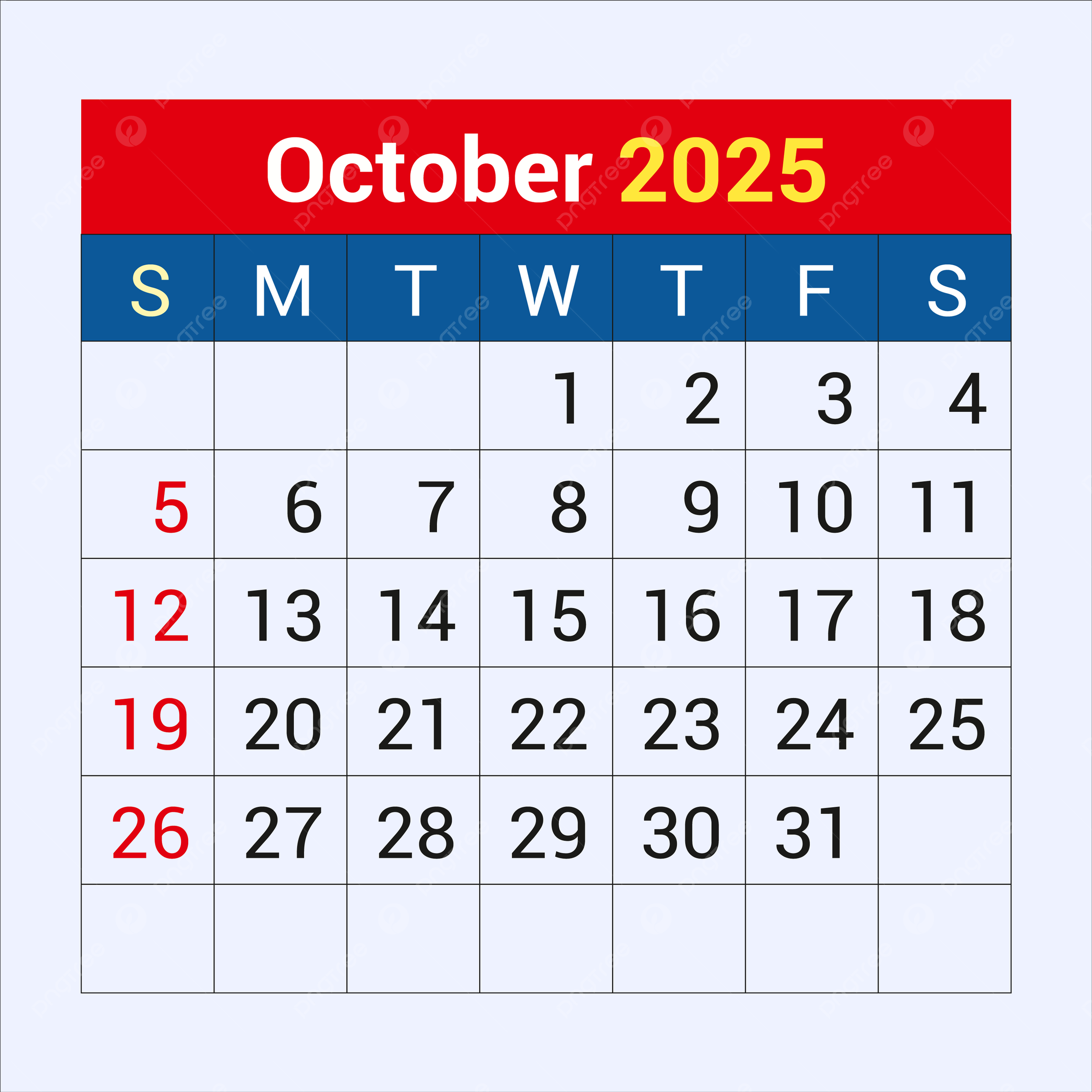 October Calendar 2025 Vector Template Download On Pngtree October Calendar 2025 Vector Template Download On Pngtree