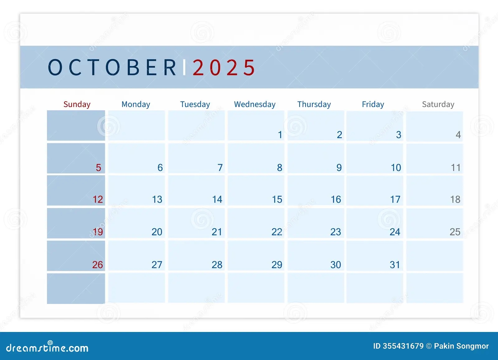 October Calendar Page 2025 Year Isolated White Background Stock Photos Free Royalty Free Stock Photos From Dreamstime