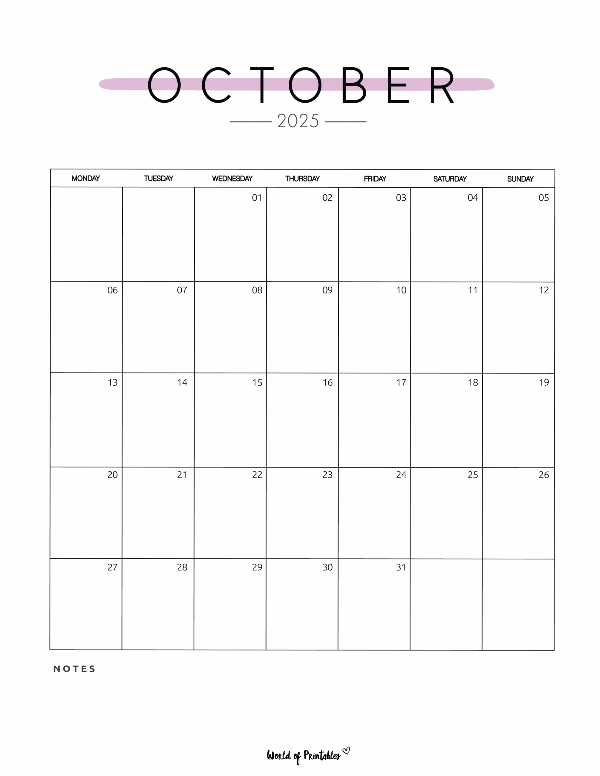 October Calendar