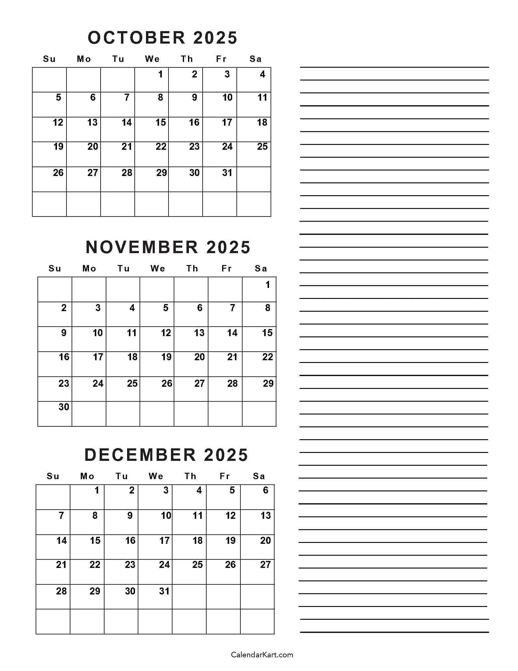Blank Calendar Template Word October 2025