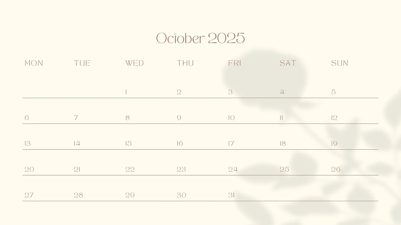October 2025 Blank Calendar Pages October 2025 Blank Calendar Pages