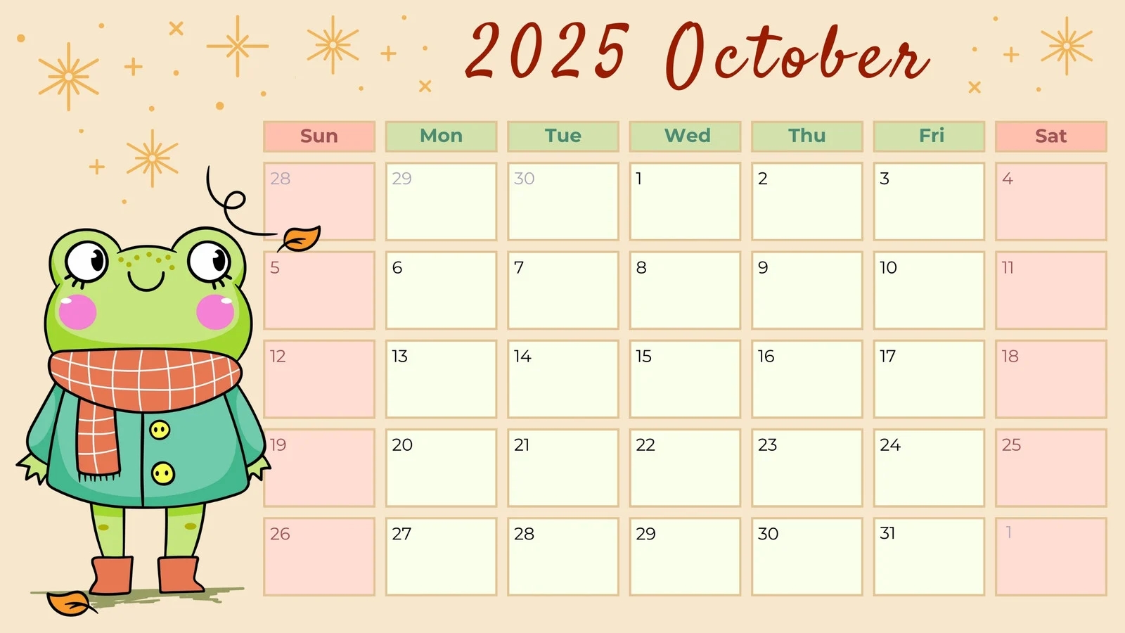 Page 2 Free October 2025 Calendar Templates To Customize Canva