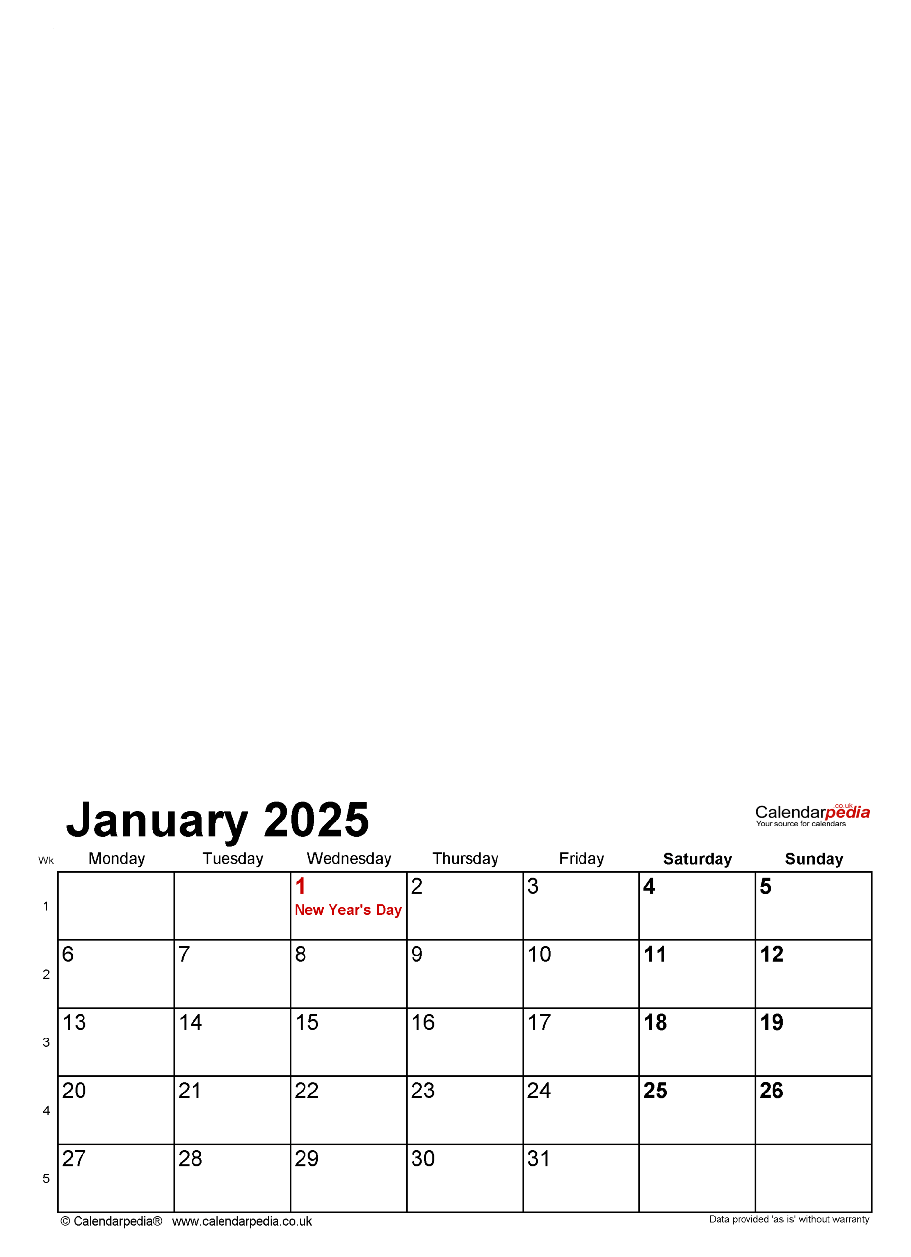Photo Calendar 2025 UK Free Printable Word Templates