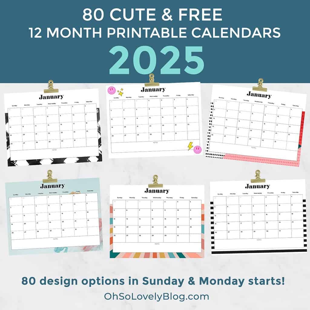 2025 Blank Calendar By Month
