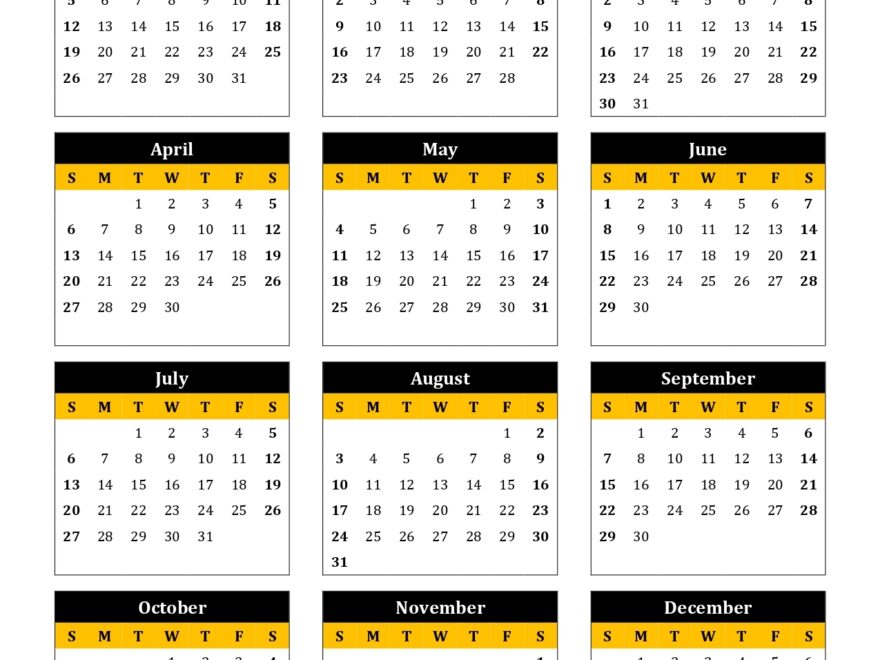 Printable Calendar 2025 One Page With Holidays Single Page 2025 Yearly Blank PDF Templates