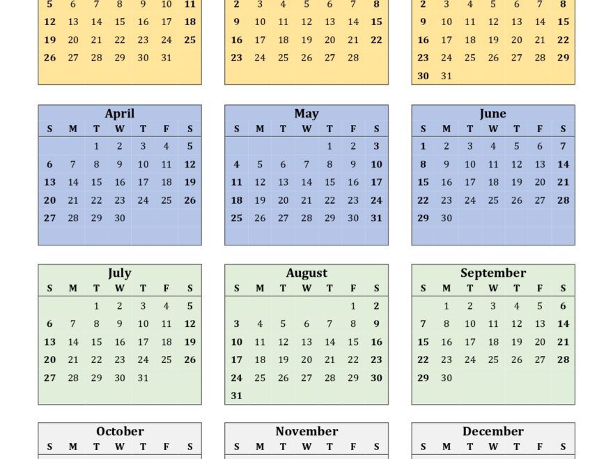 Printable Calendar 2025 One Page With Holidays Single Page 2025 Yearly Blank PDF Templates