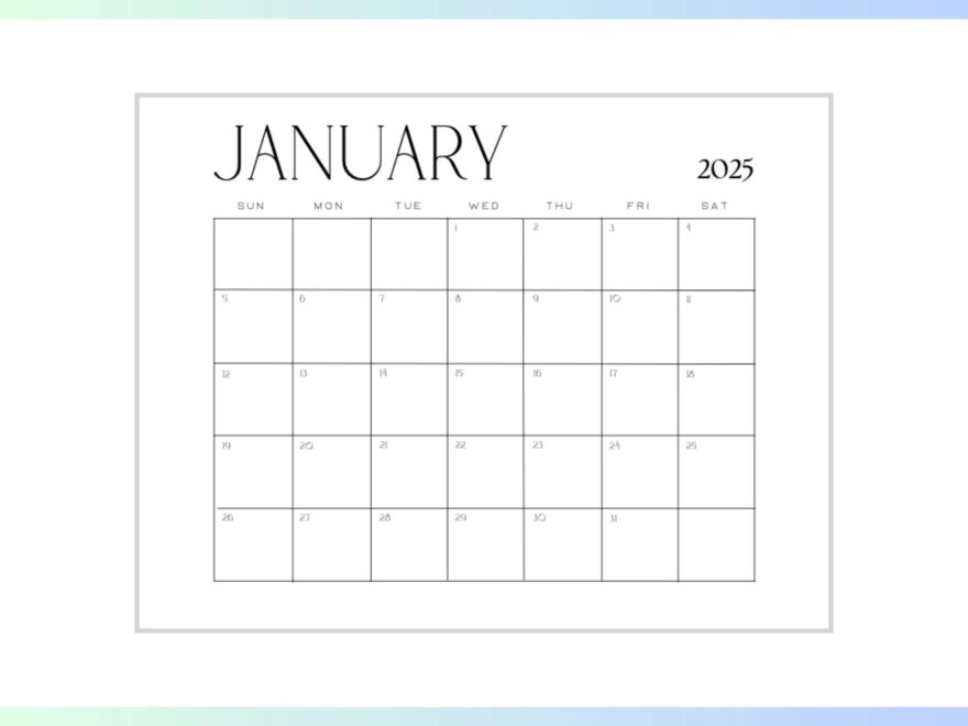Printable Calendar 2025 Simple Printable Calendar Minimalist Calendar 2025 Black And White Calendar Monthly Calendar 2025 Letter Size Etsy